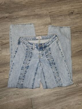 Pacsun Acid Wash Low Rise Denim Jeans With Crisscross Detail On The Front | 22